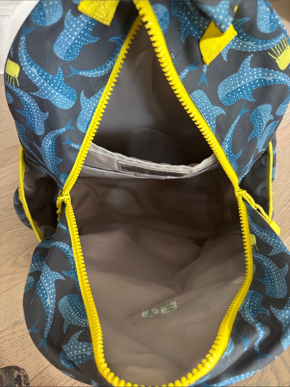 Crate&Barrel Kids Backpack in Teal Blue and Yellow - Picture 4 of 4